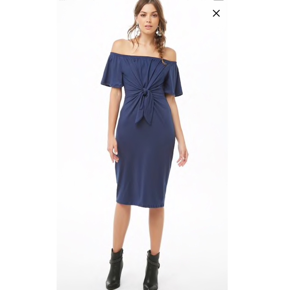 Tie front off the shoulder dress